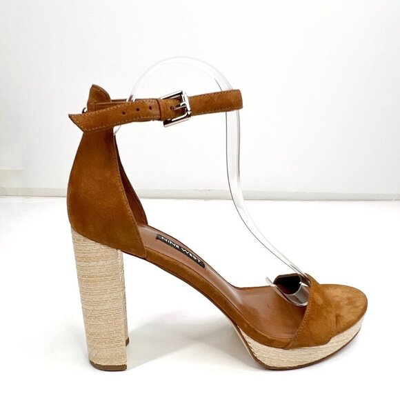 NINE WEST 8 Tan Dempsey Platform Heels Summer Vacation - Picture 4 of 10